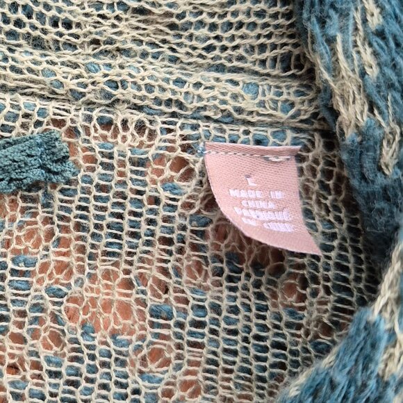 Anthropologie Knitted & Knotted Cardigan Sweater Green Beige L - Picture 2 of 14